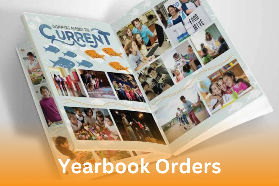 "Yearbook Orders": open yearbook showing pictures