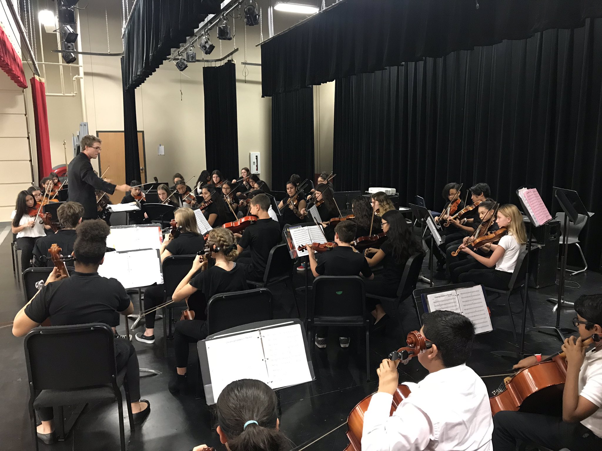 orchestra students on stage