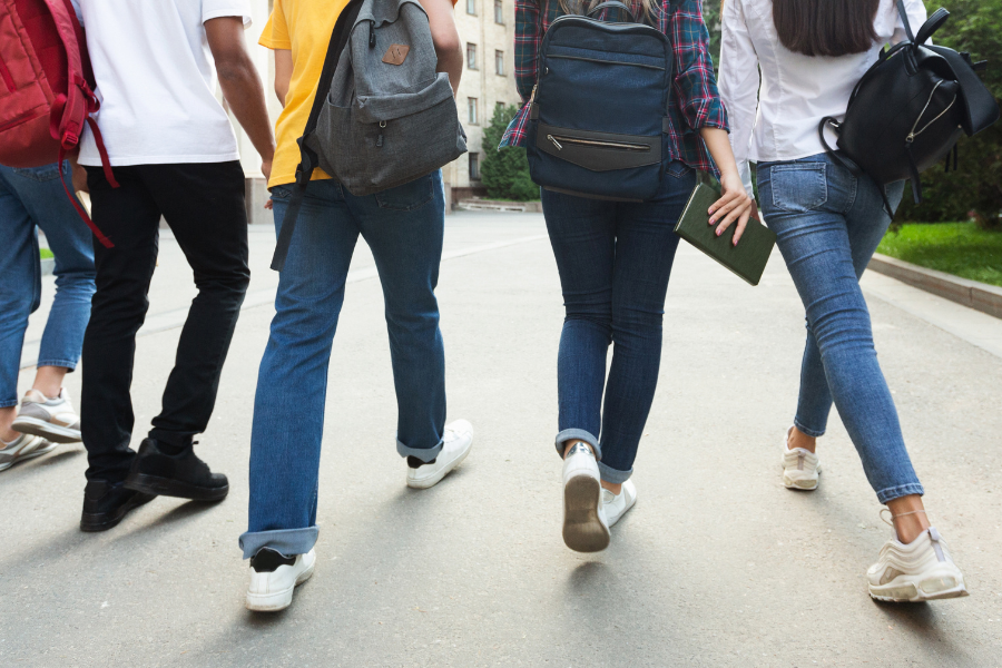 students walking together