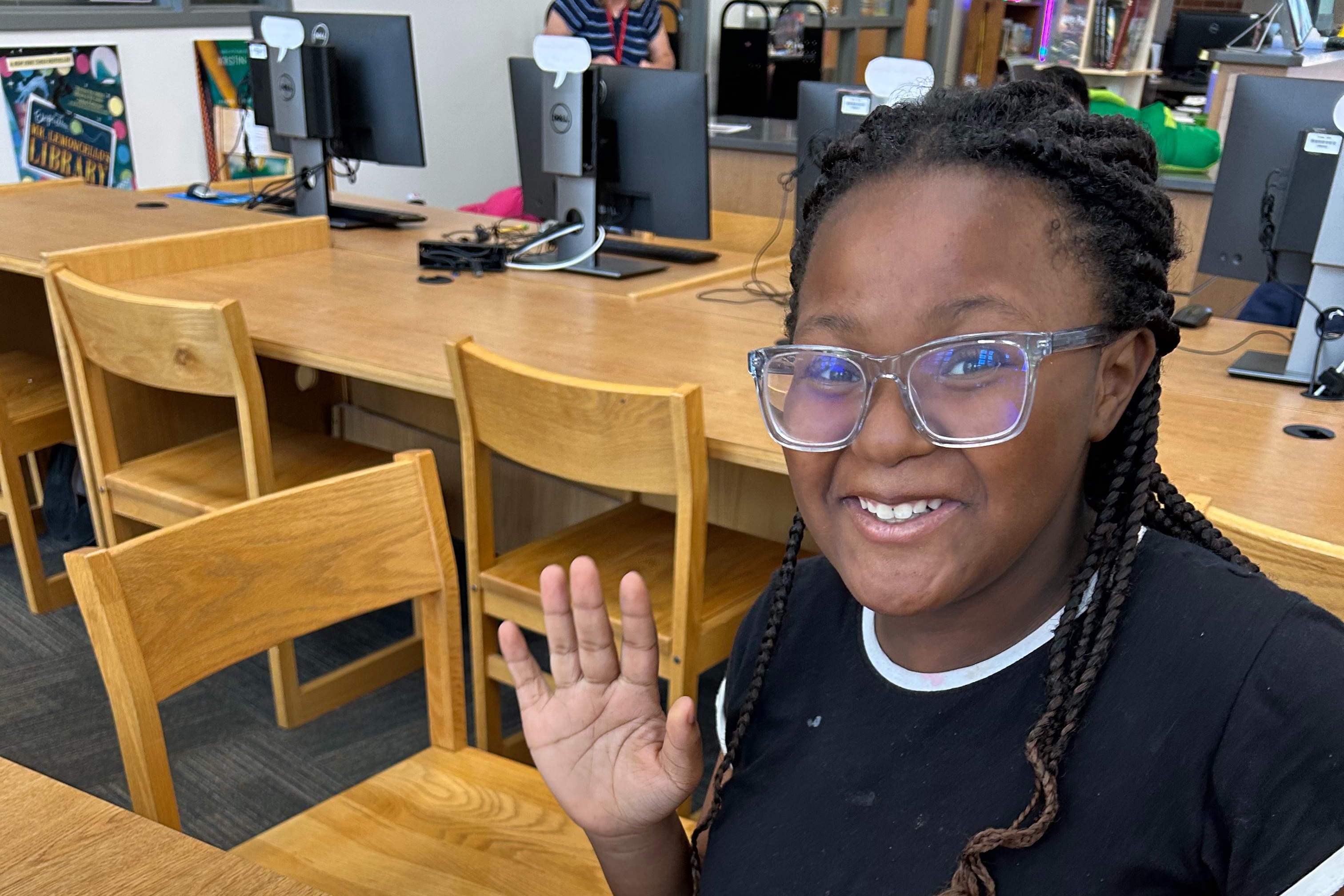 student in the library
