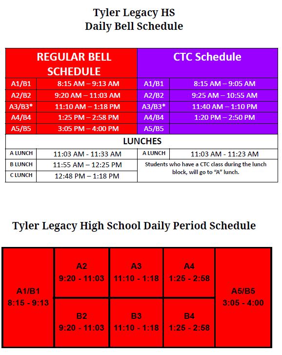 Bell Schedule | Tyler Legacy High School