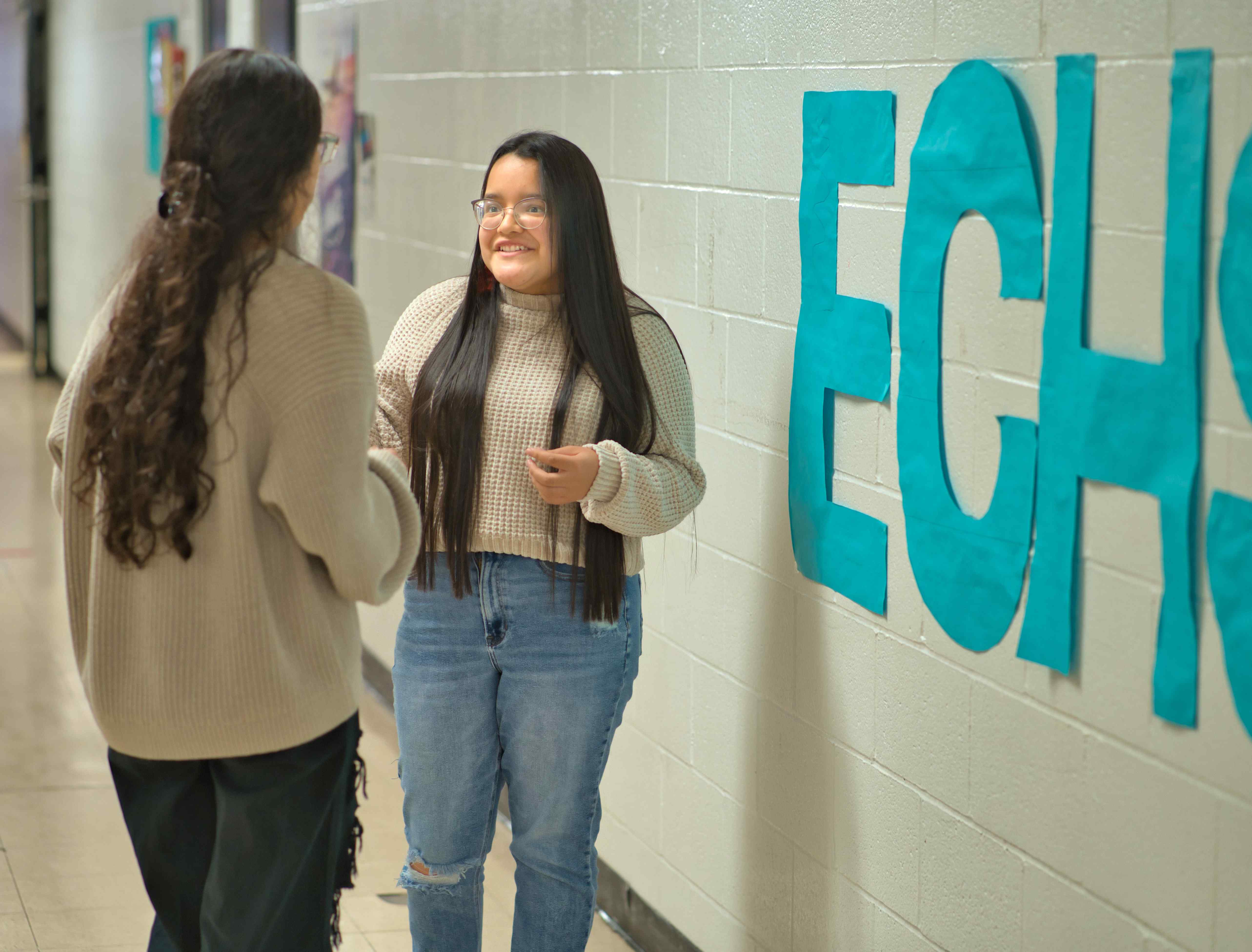 student in hallway