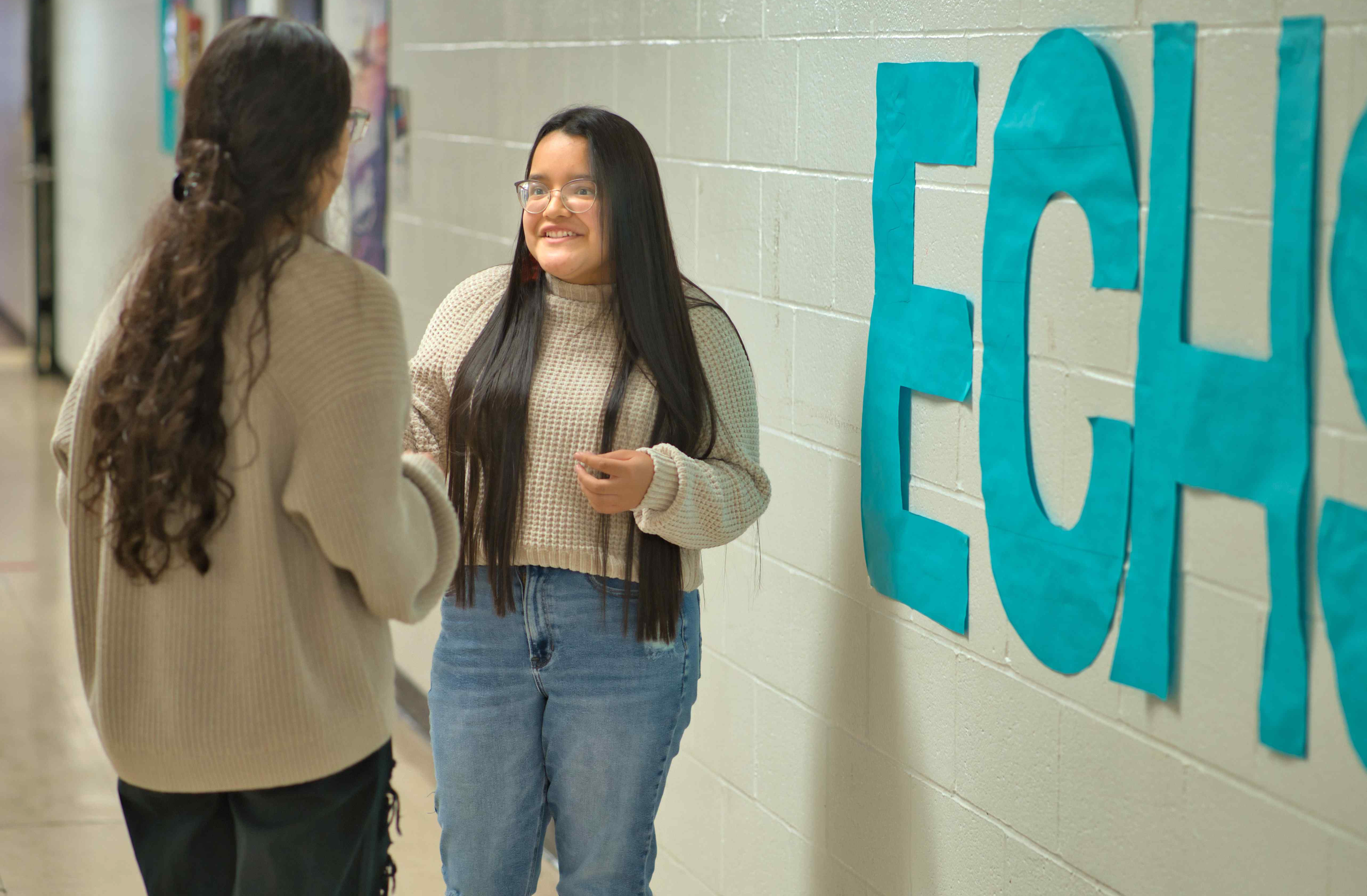 student in hallway