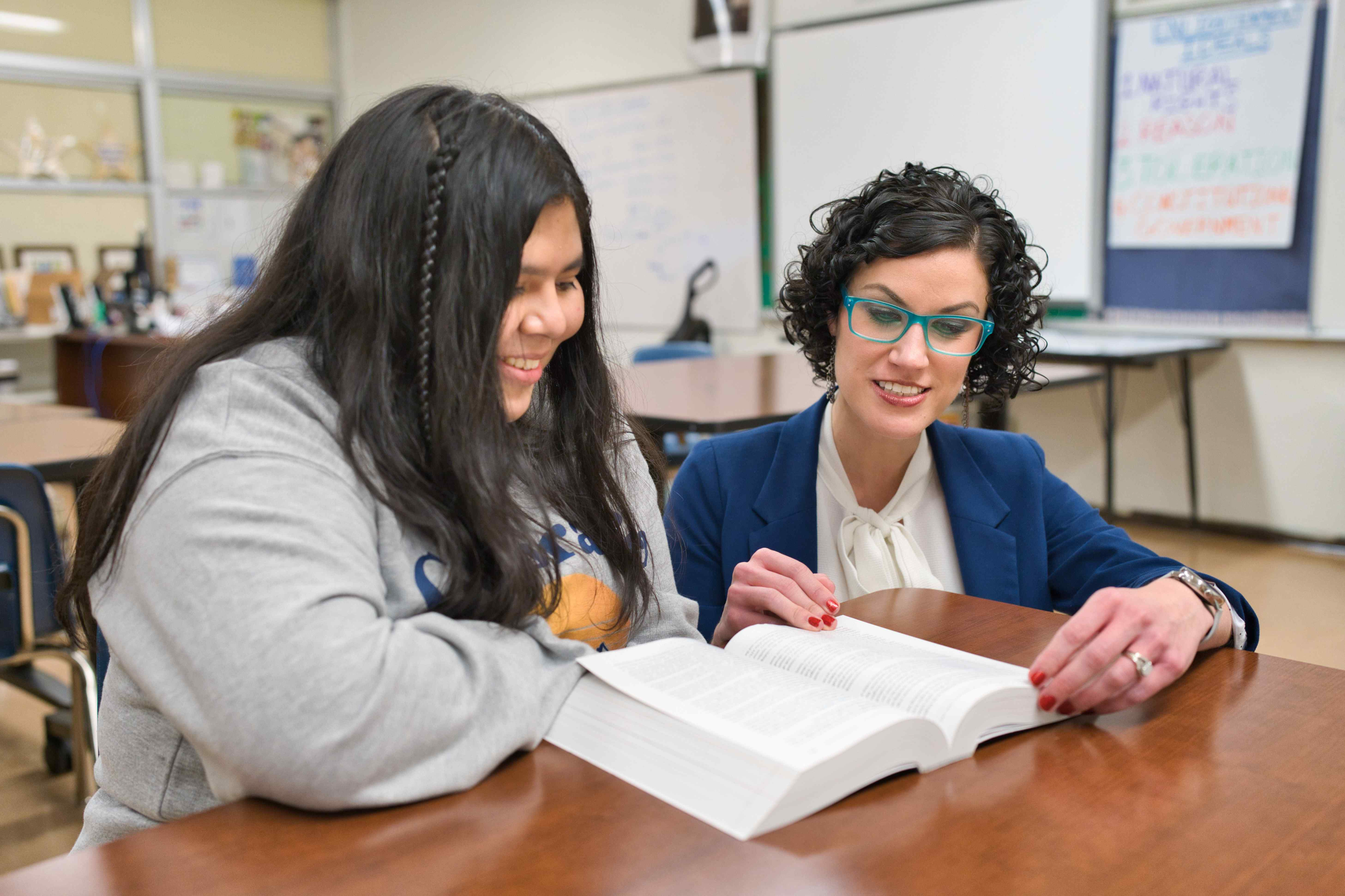 student with principal