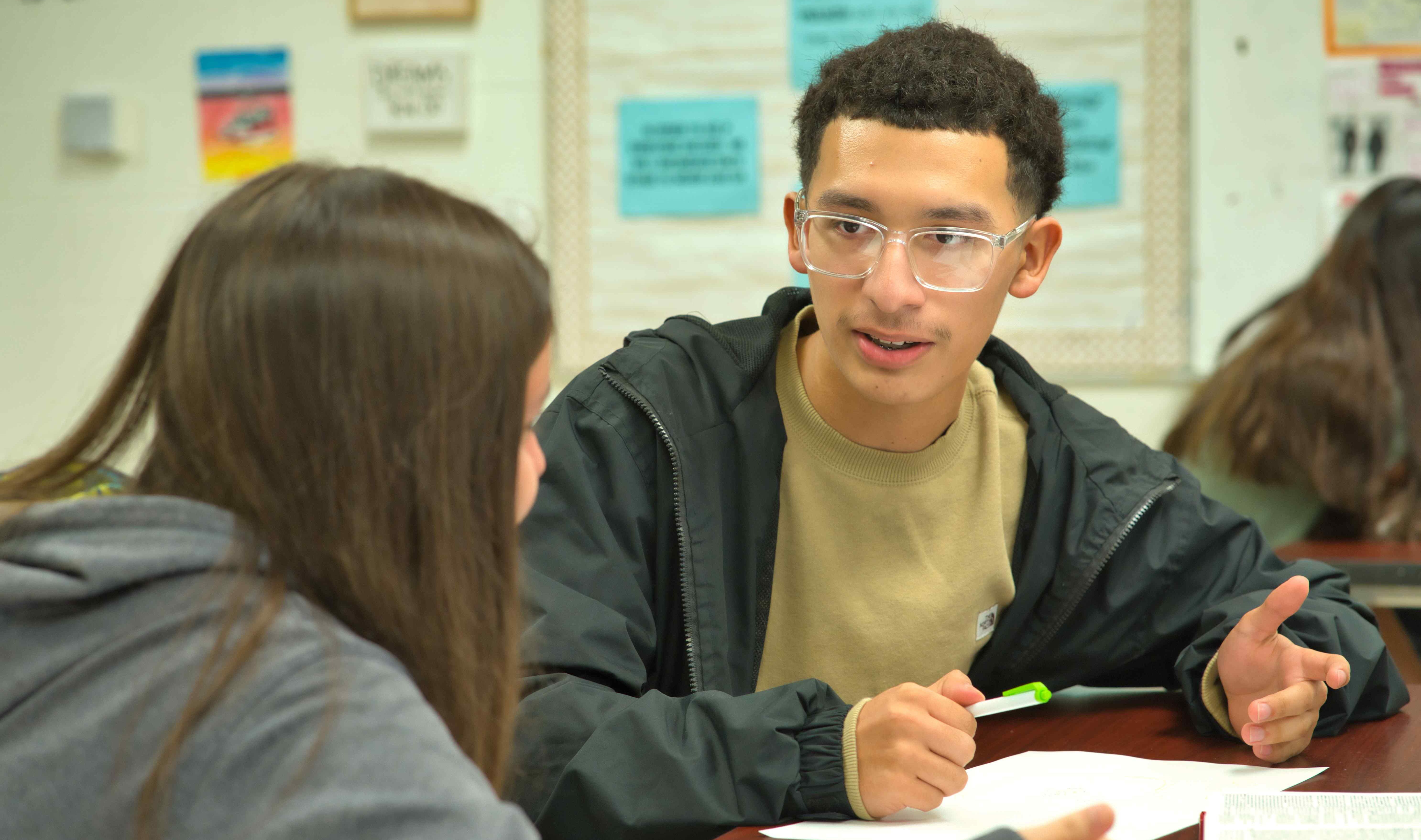 student in classroom