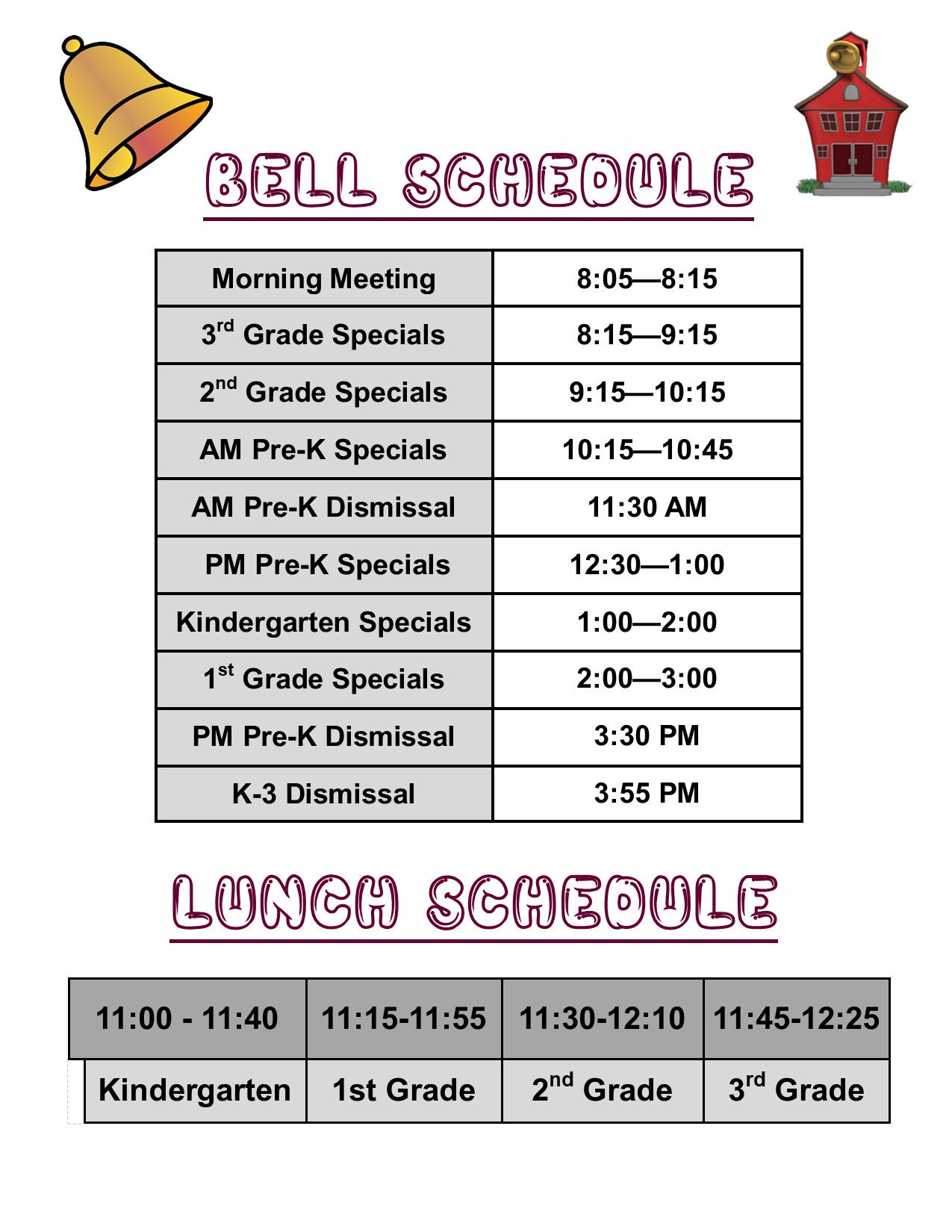 Southside Bell Schedule