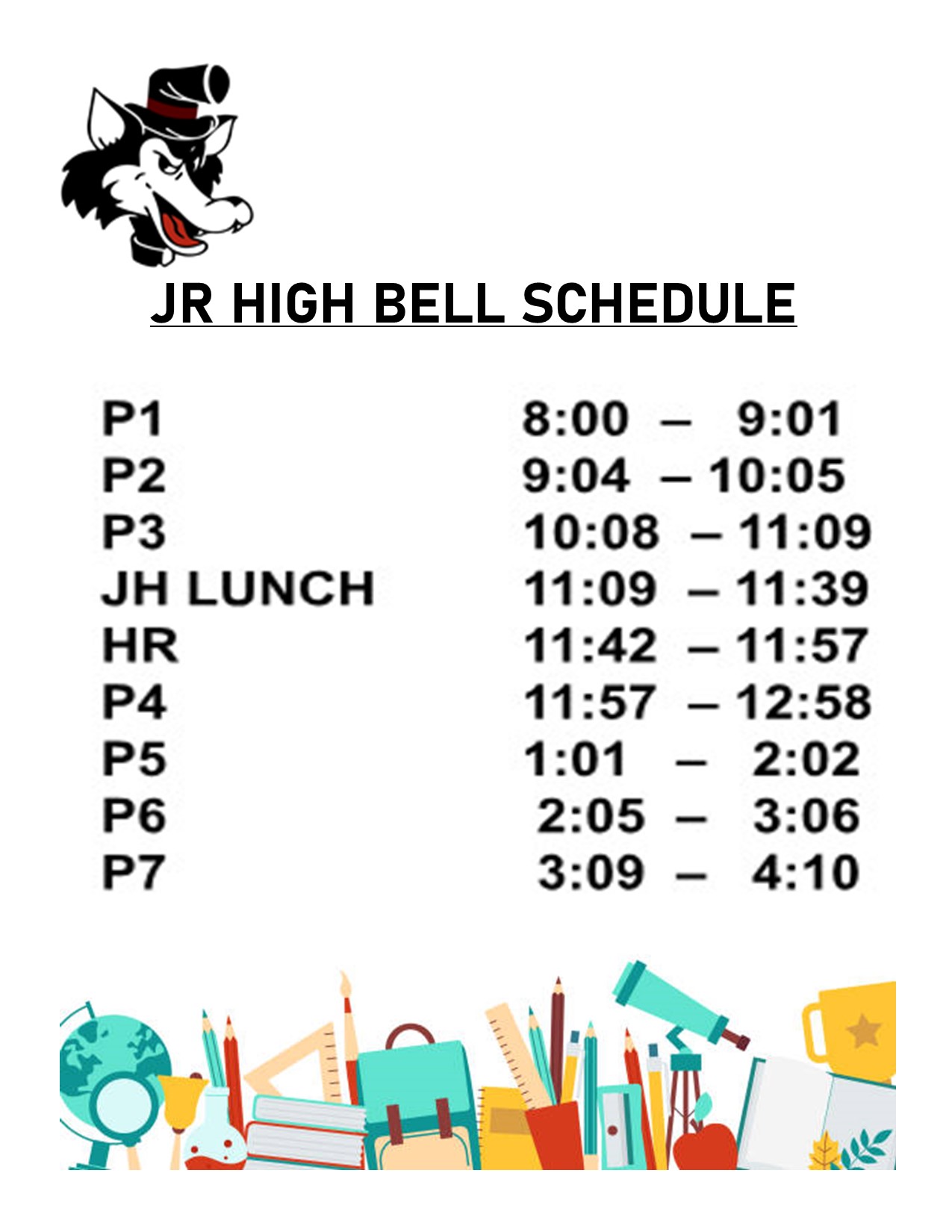 Junior High Bell Schedule