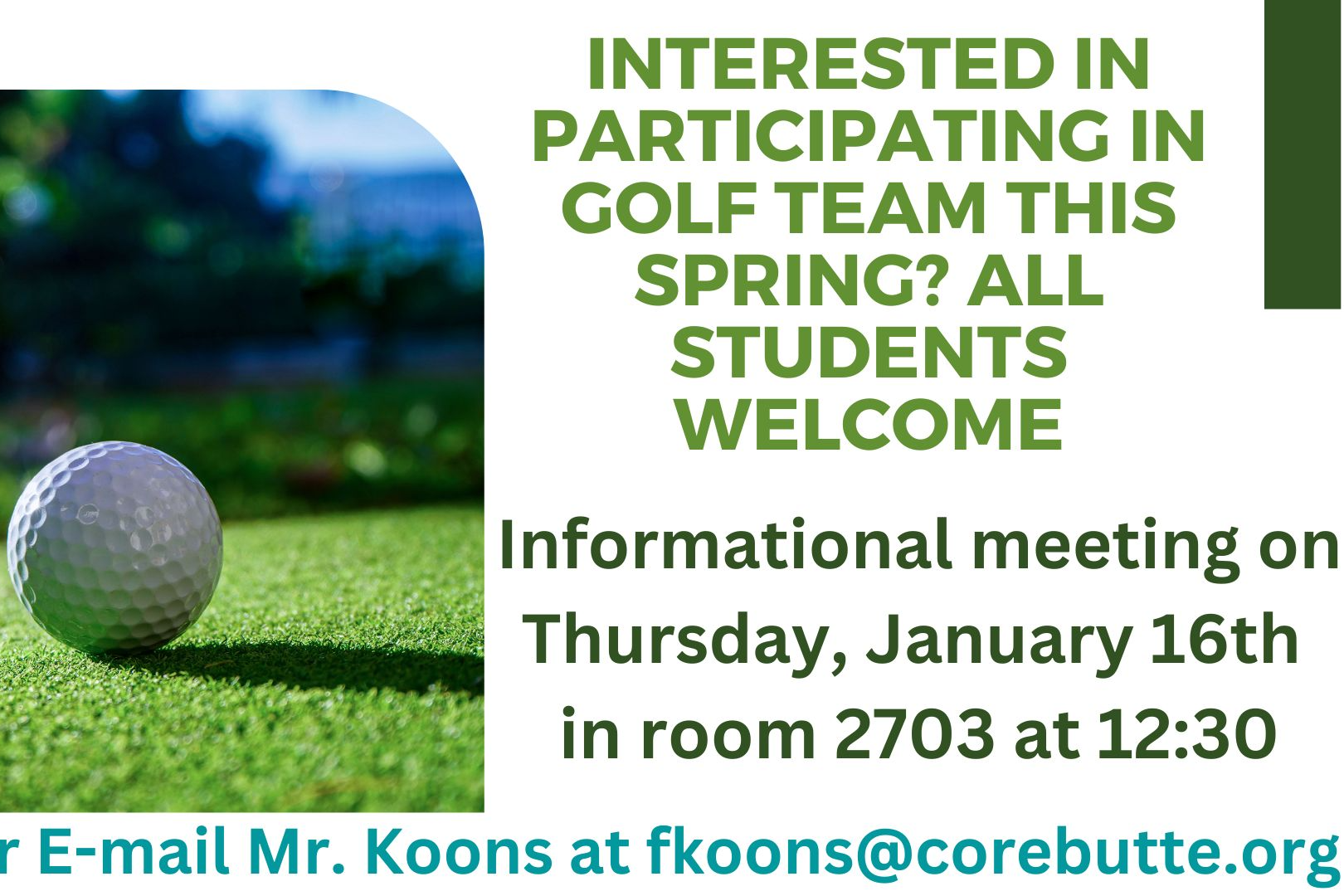 Golf Meeting Jan 16th @ Lunch