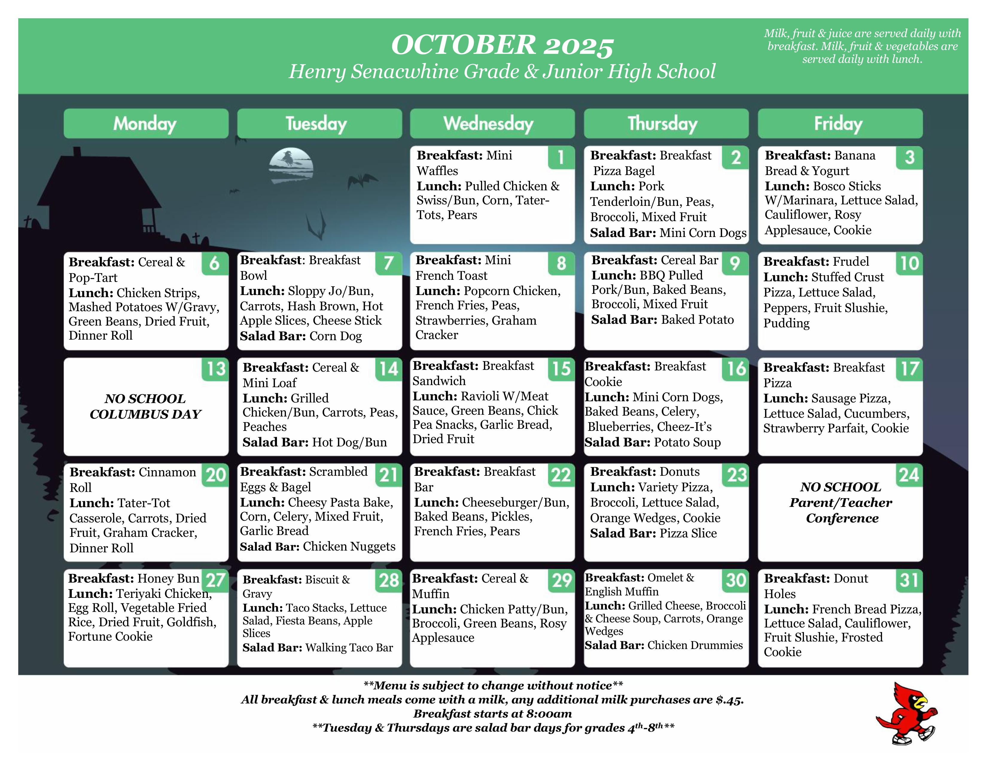 Oct Menu
