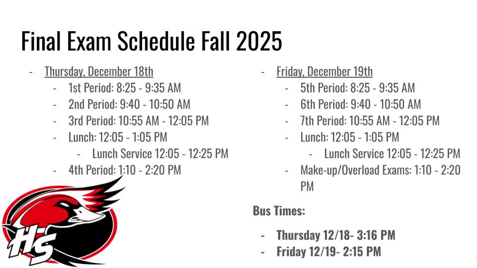 Fall Final Exam Schedule 