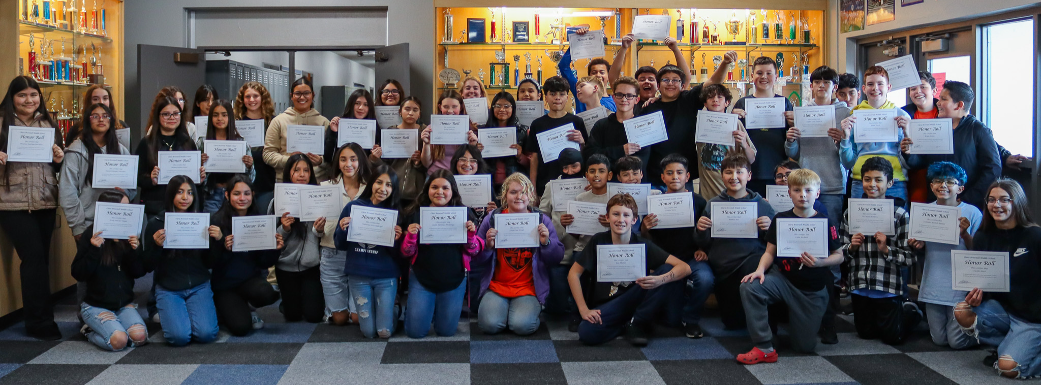 Photo of sixth grade students who were on honor roll