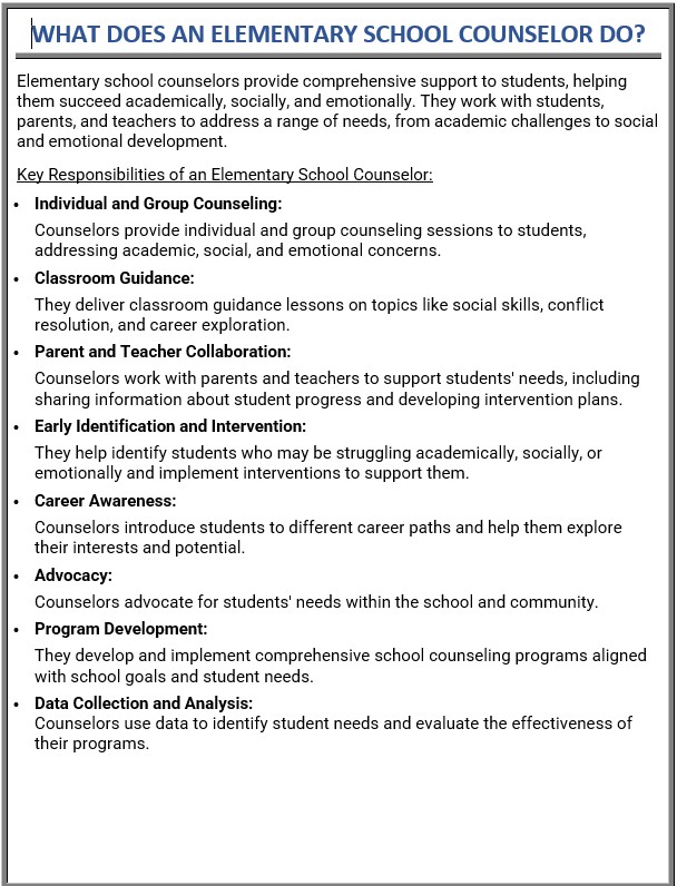 What does a School Counselor Do? 