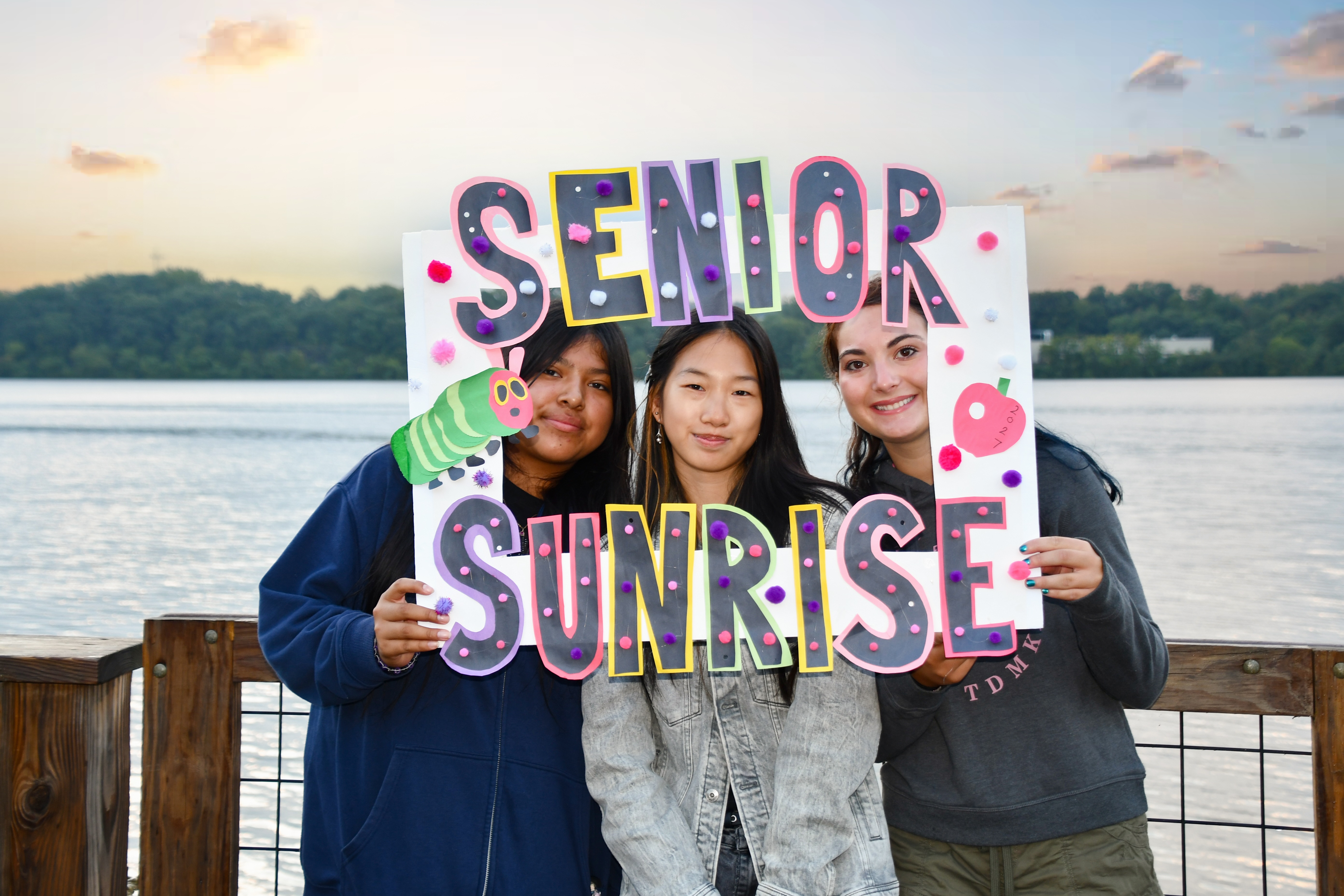 three girls at senior sunrise