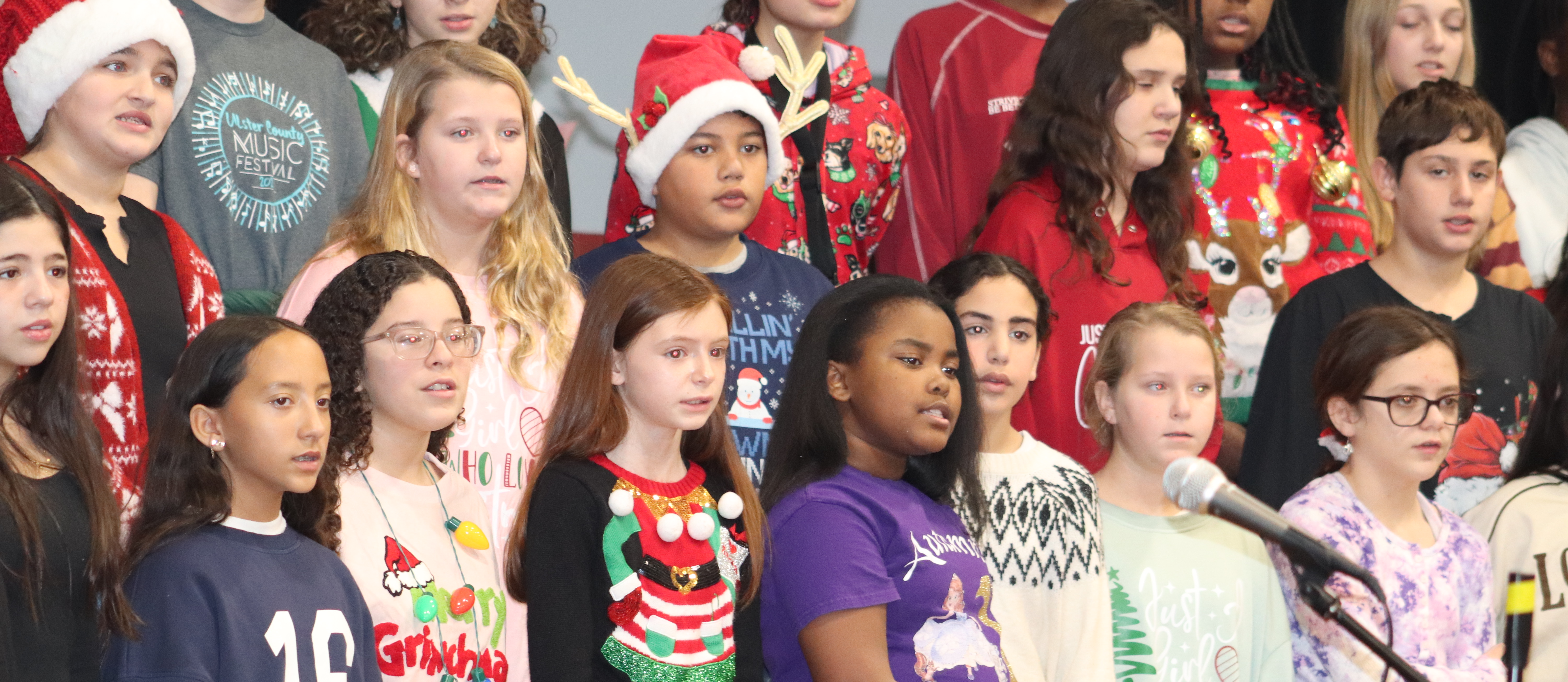 Chorus members singing