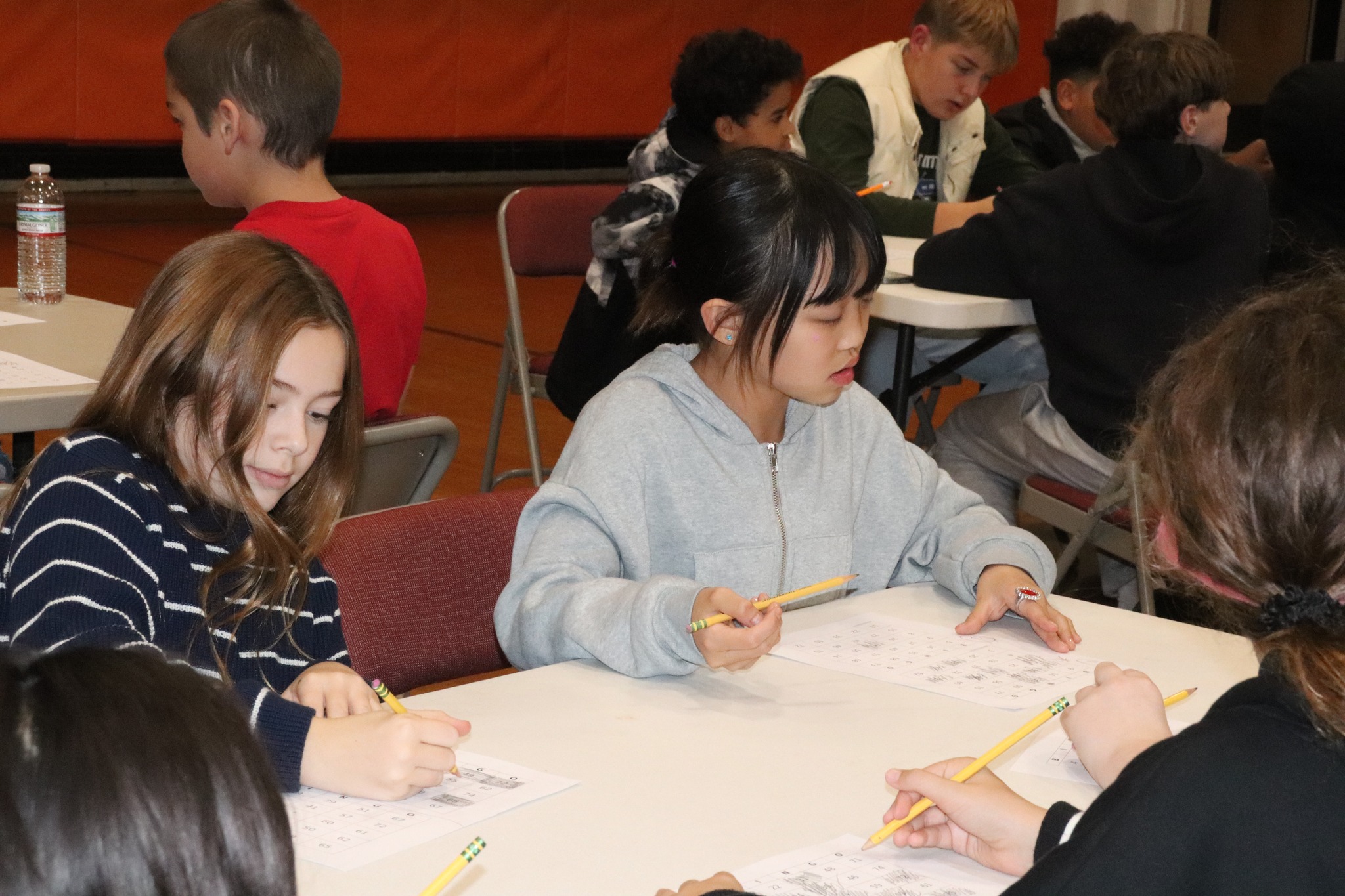 Students working at a table