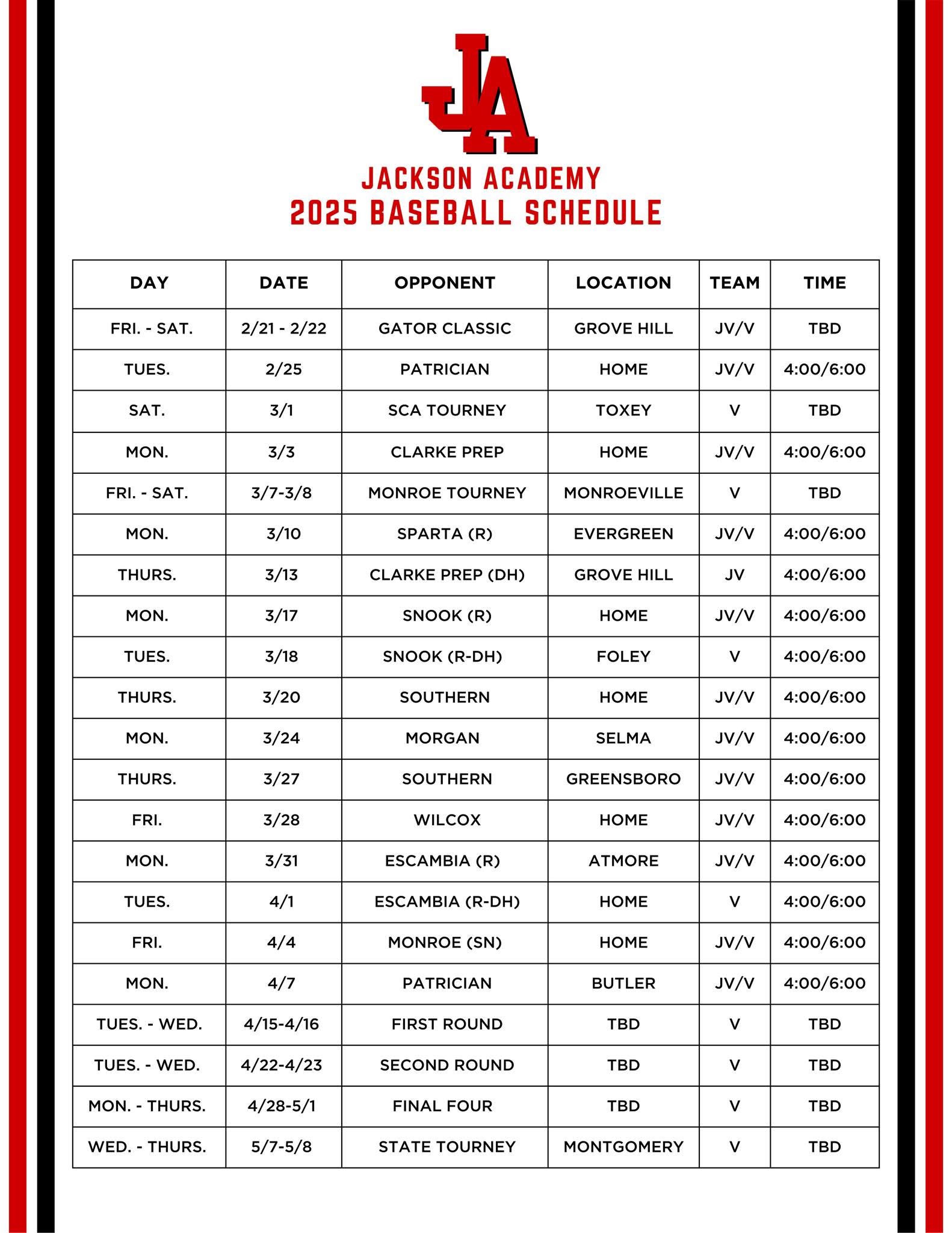 2025 Schedule