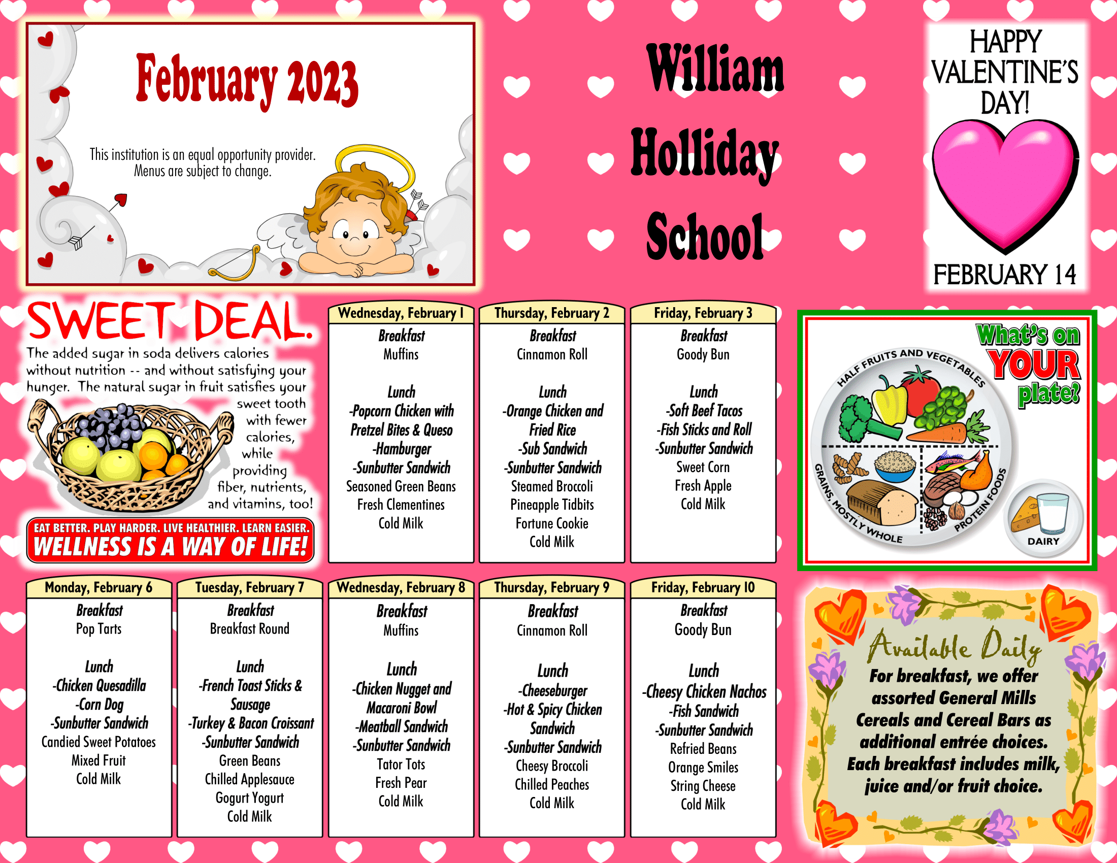 Food Menus (William Holliday) PontiacWilliam Holliday School