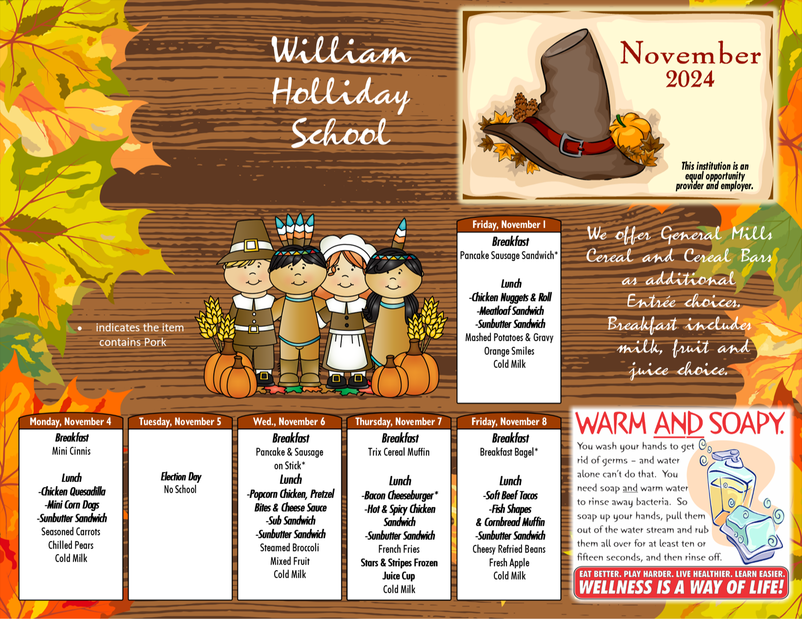 William-Holliday November  Food Menu