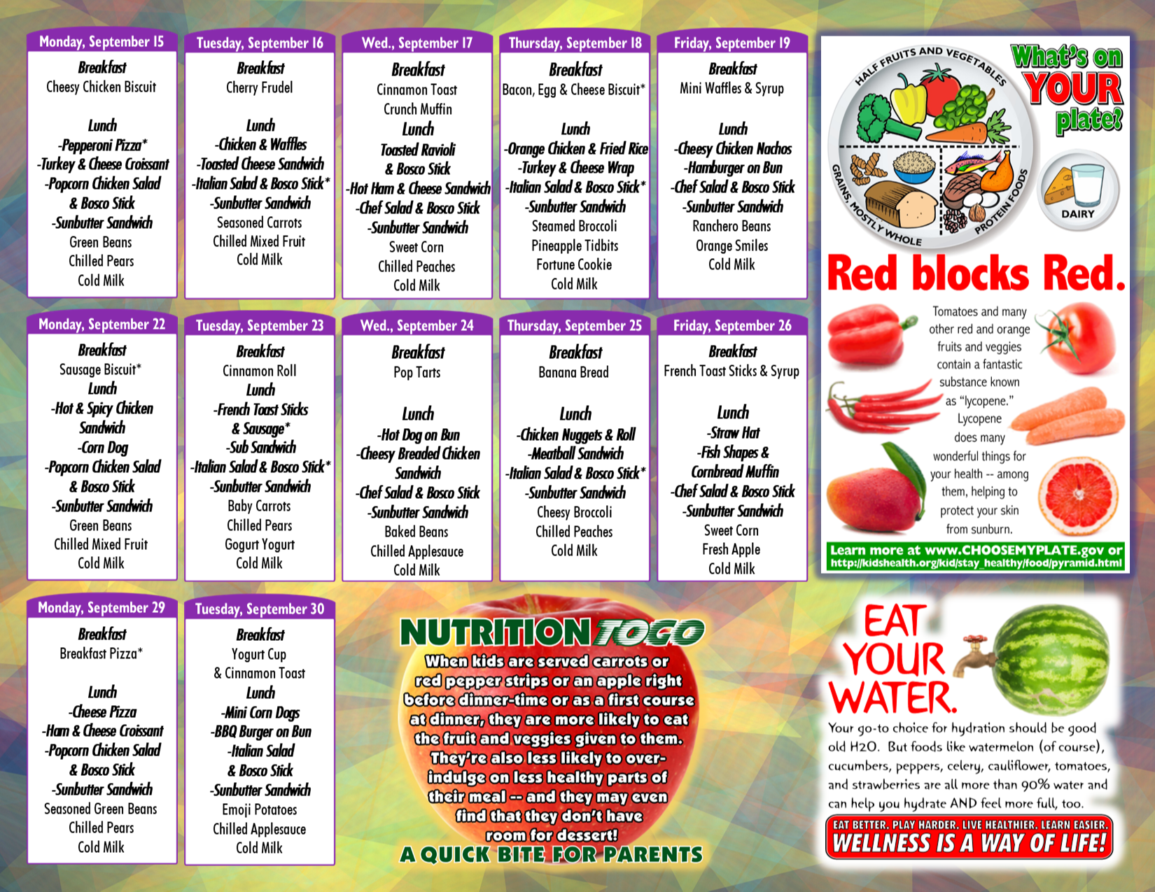 Pontiac Sept.  Food Menu 