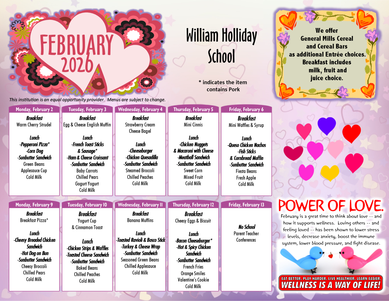 William-Holliday Feb. Food Menu
