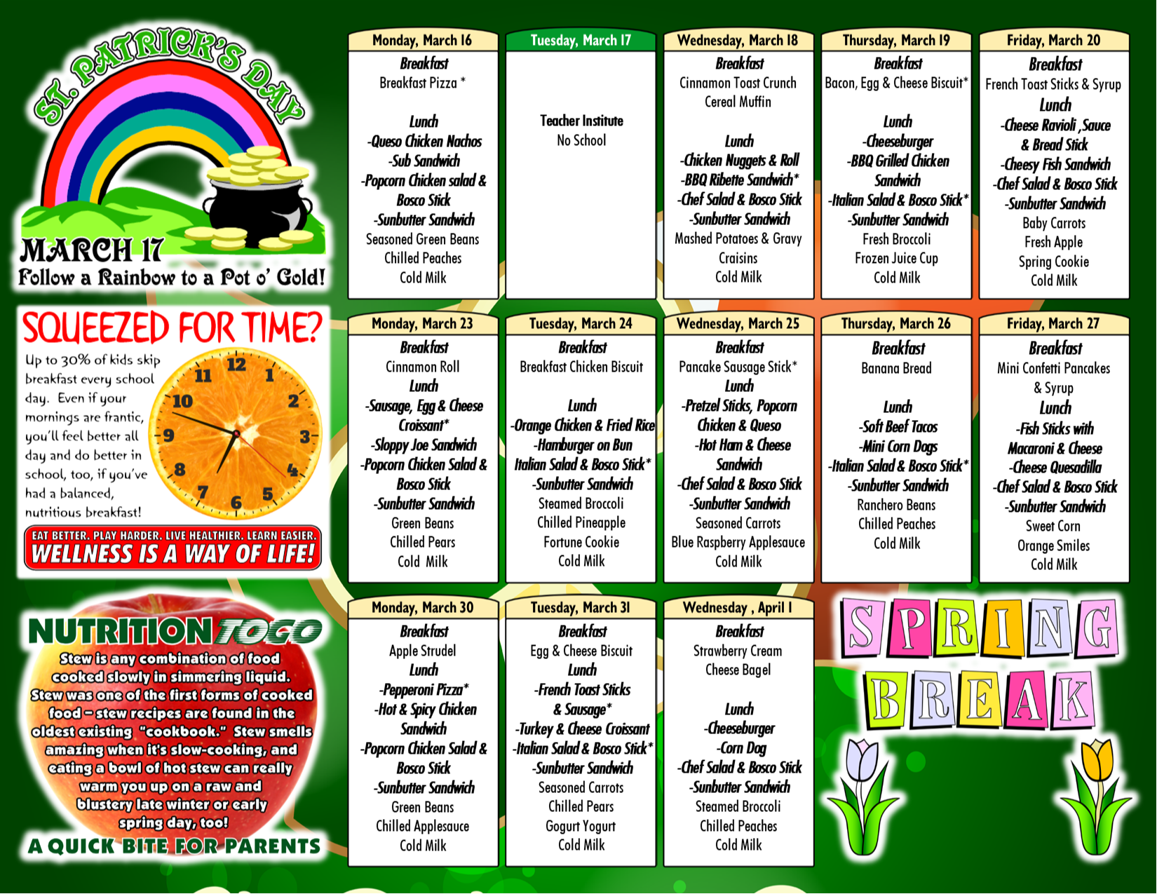 Pontiac March Food Menu 