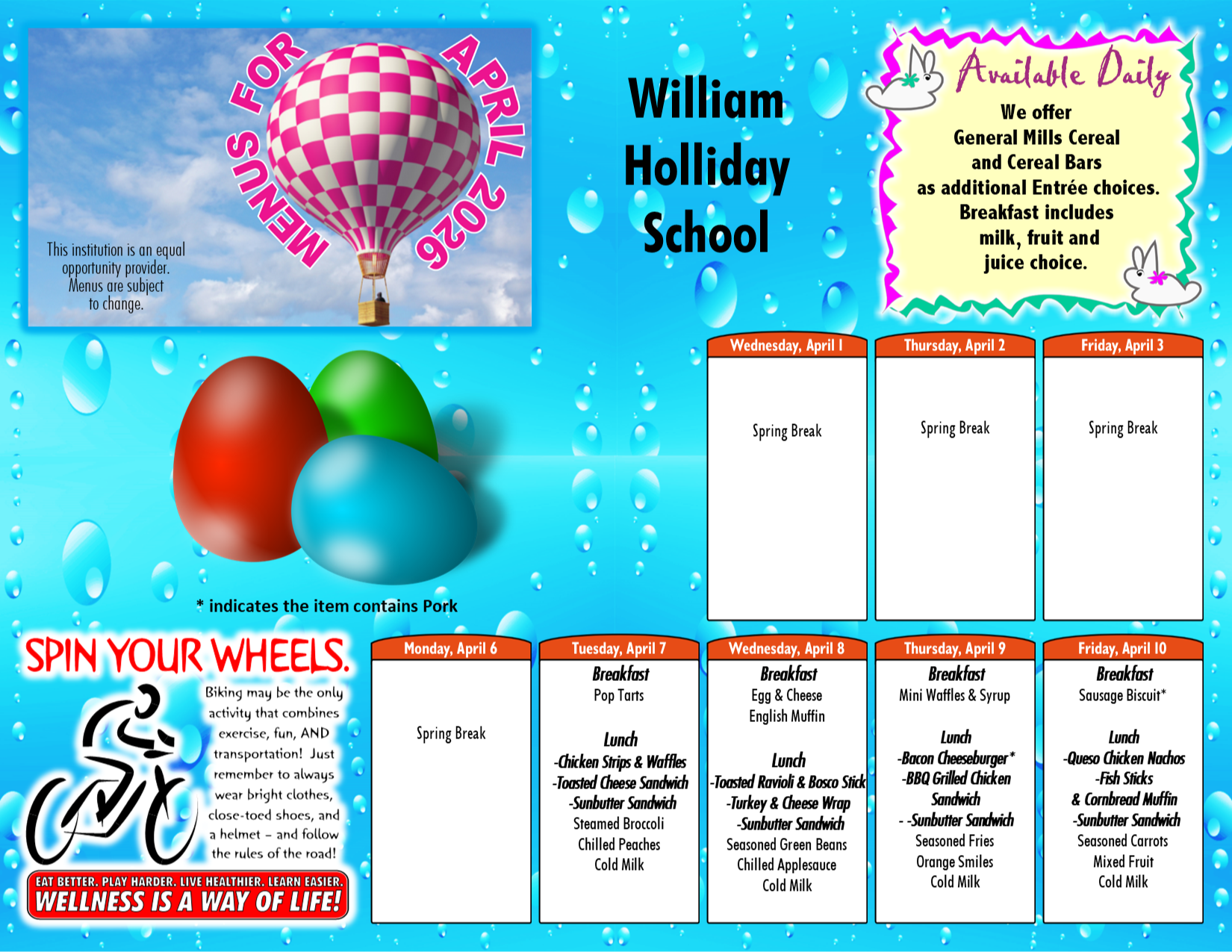 William-Holliday April Food Menu