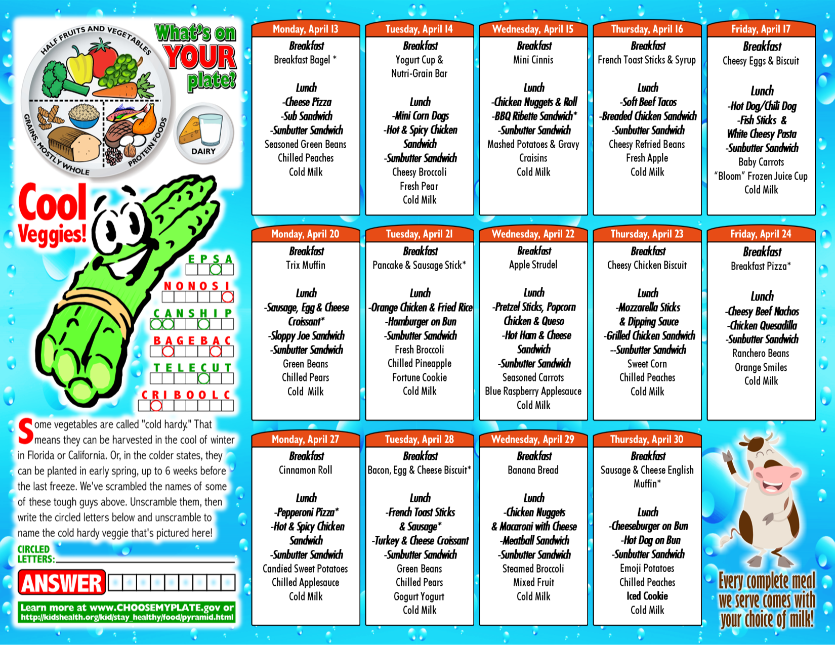 William-Holliday April Food Menu