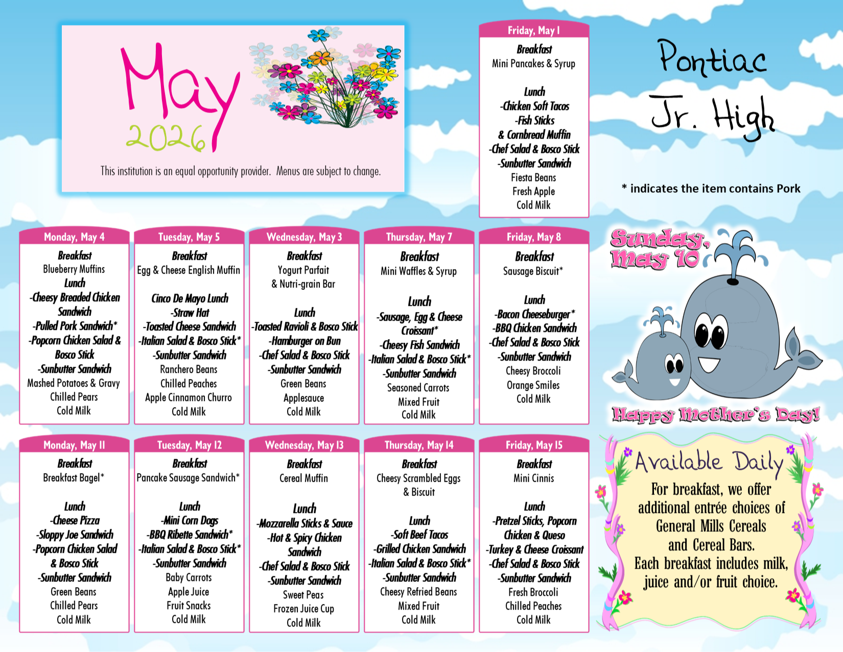 Pontiac MayFood Menu 