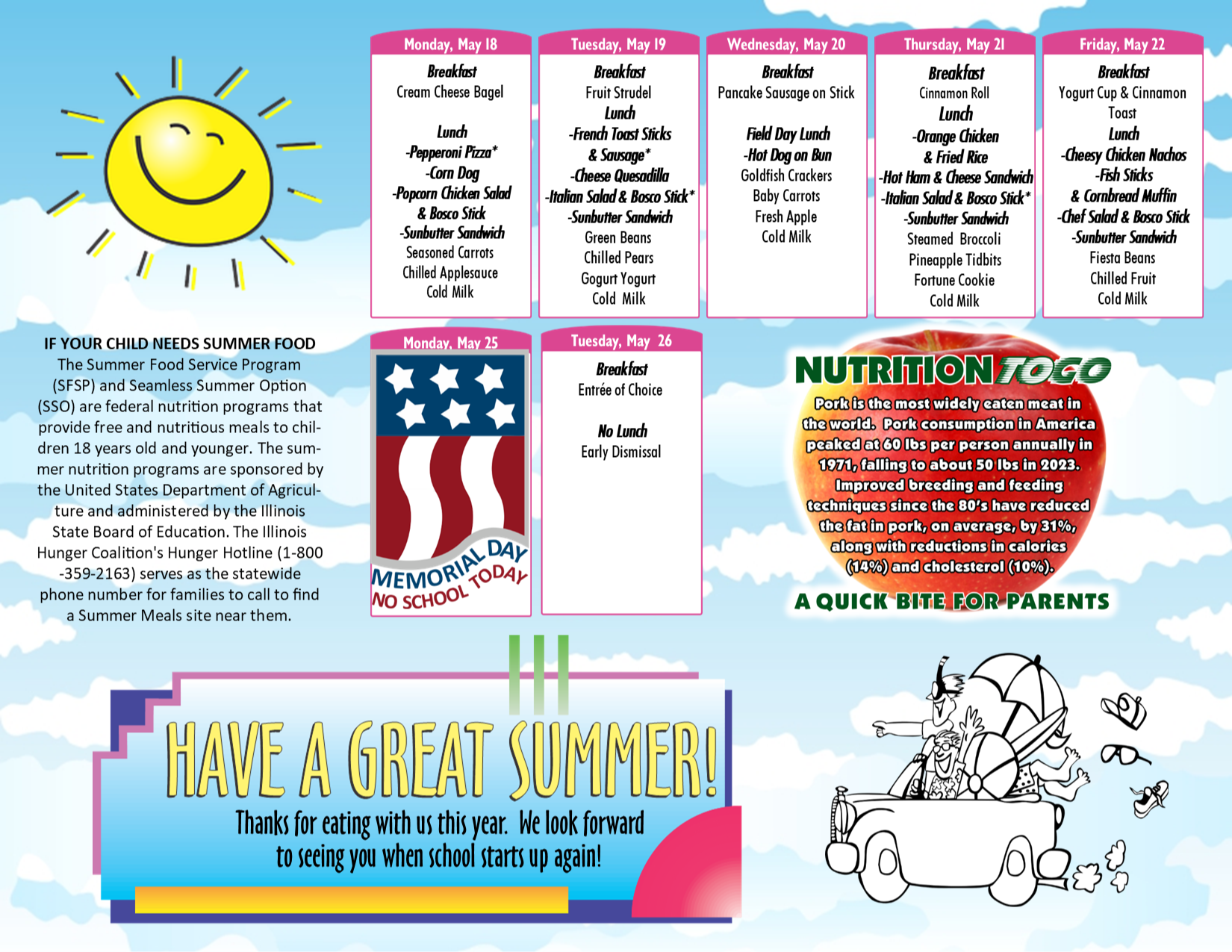 Pontiac May Food Menu 