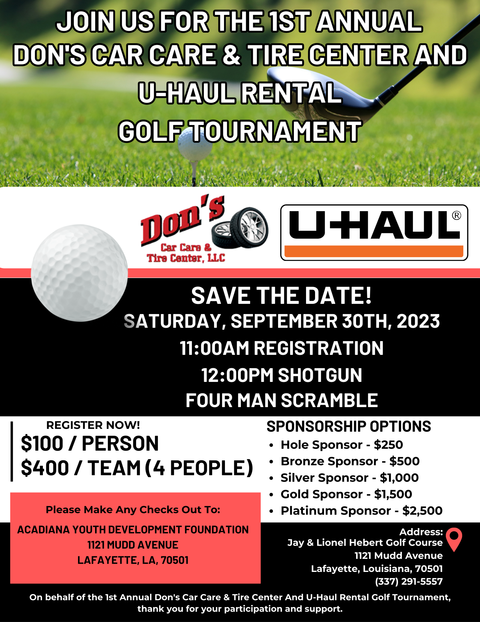 DON'S CAR CARE & TIRE CENTER AND U-HAUL RENTAL GOLF TOURNAMENT