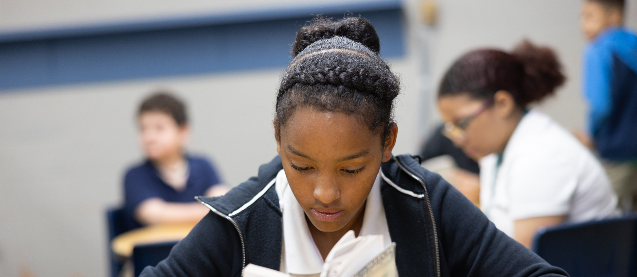 student reading