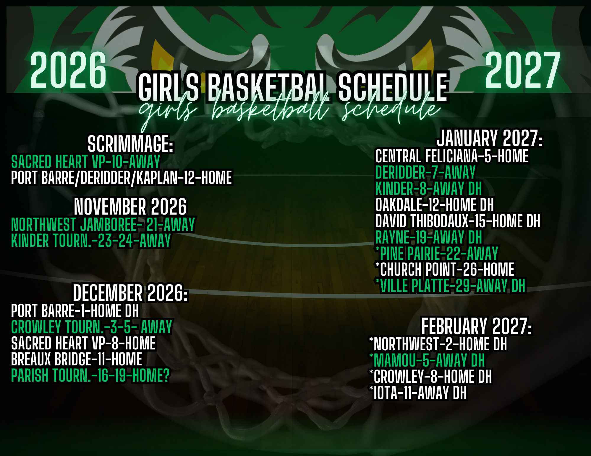 Girls Basketball schedule