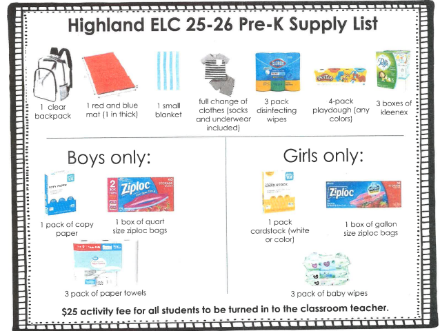 School Supply List