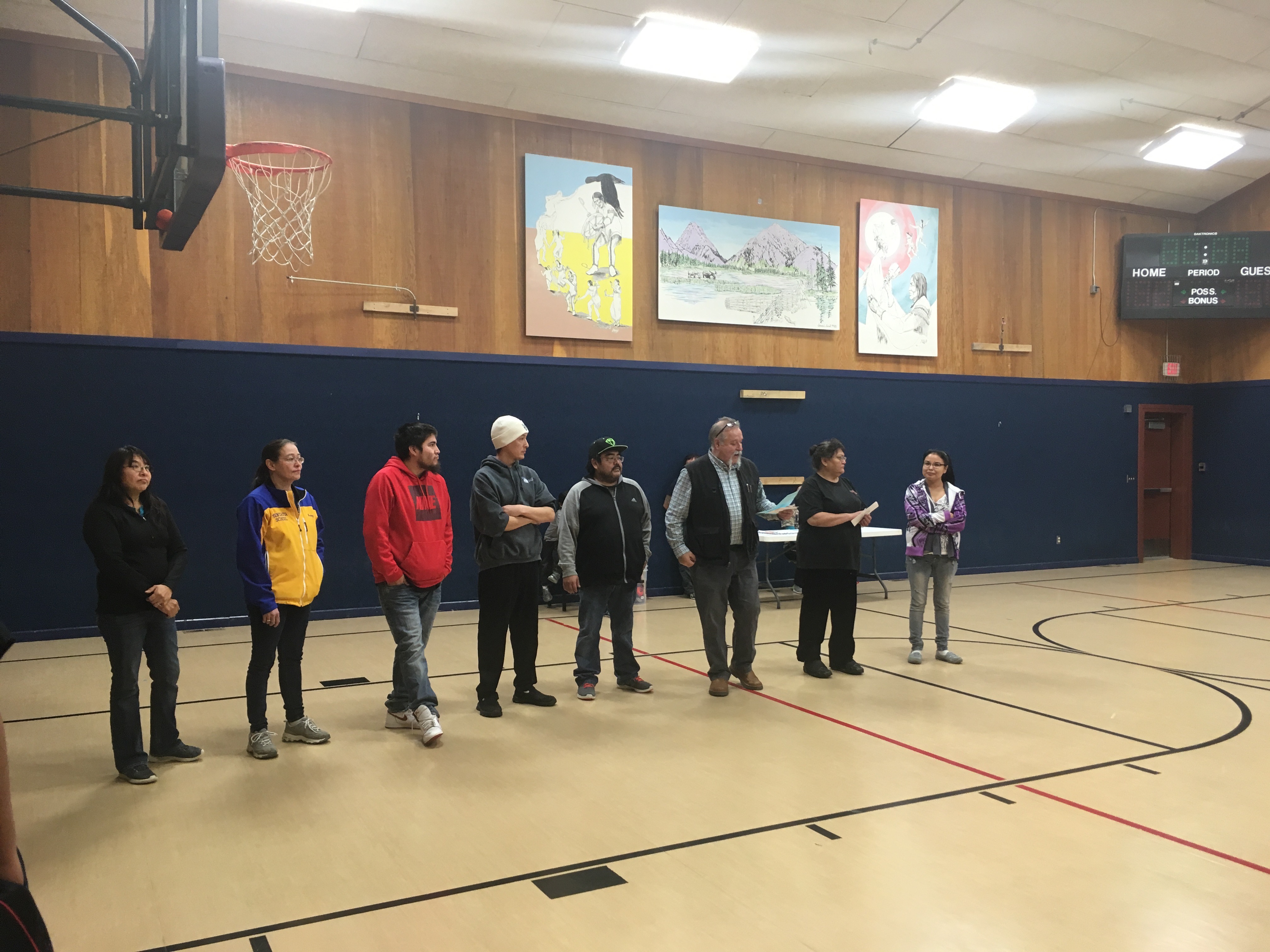 faculty lined up in the gymnasium