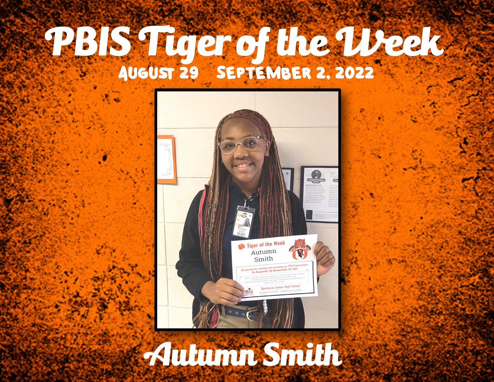 PBIS Tiger of the Week Autumn Smith