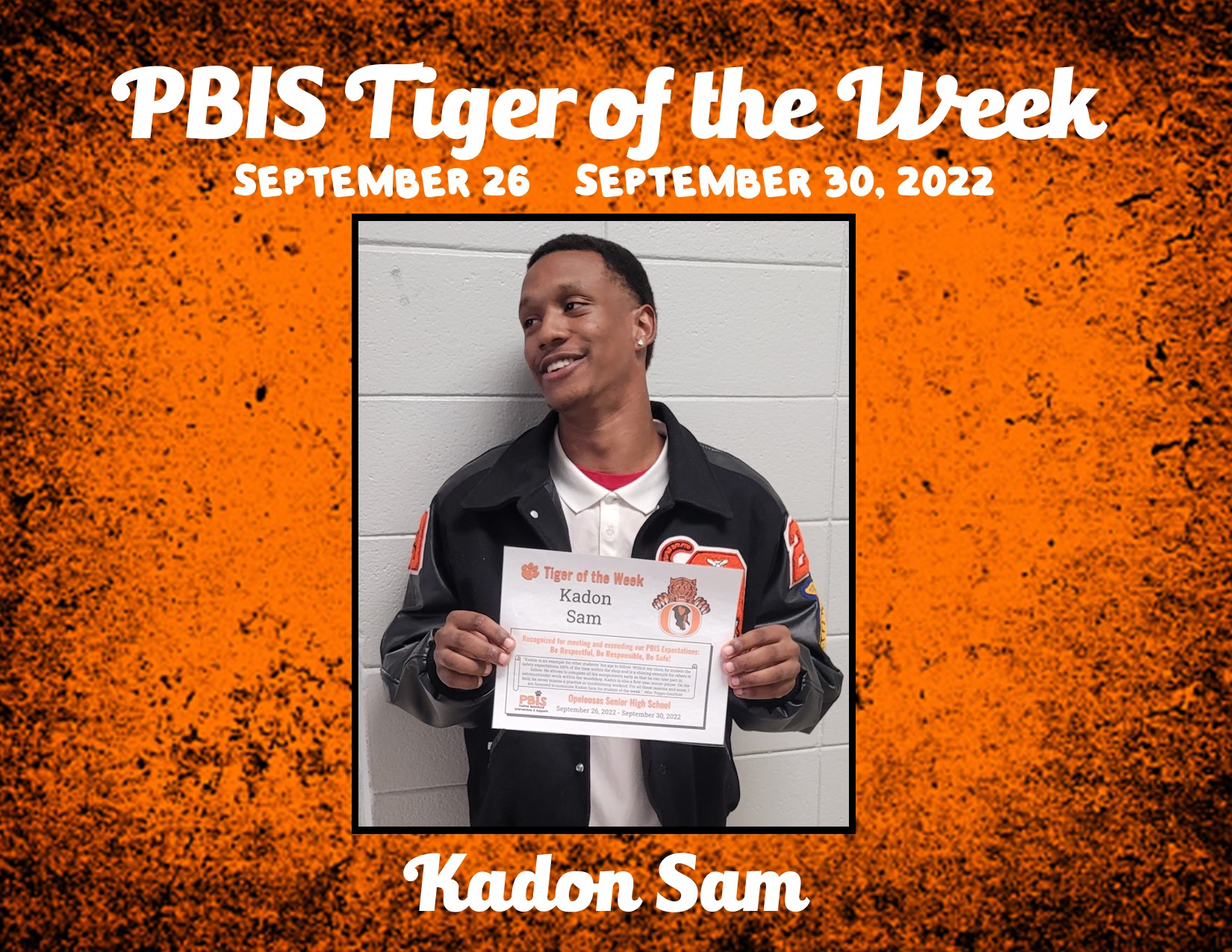 Tiger of the Week 9/26 Kadon Sam