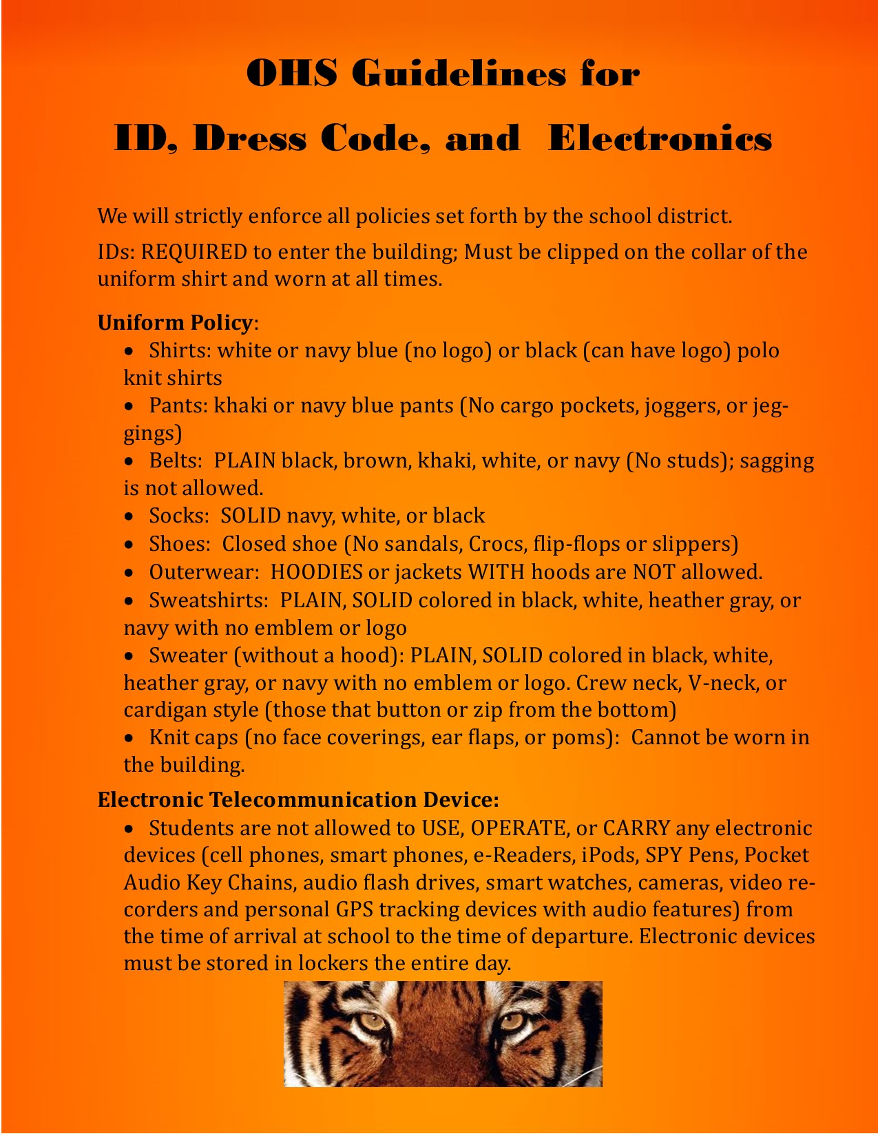 Guidelines for Dress and Tech English