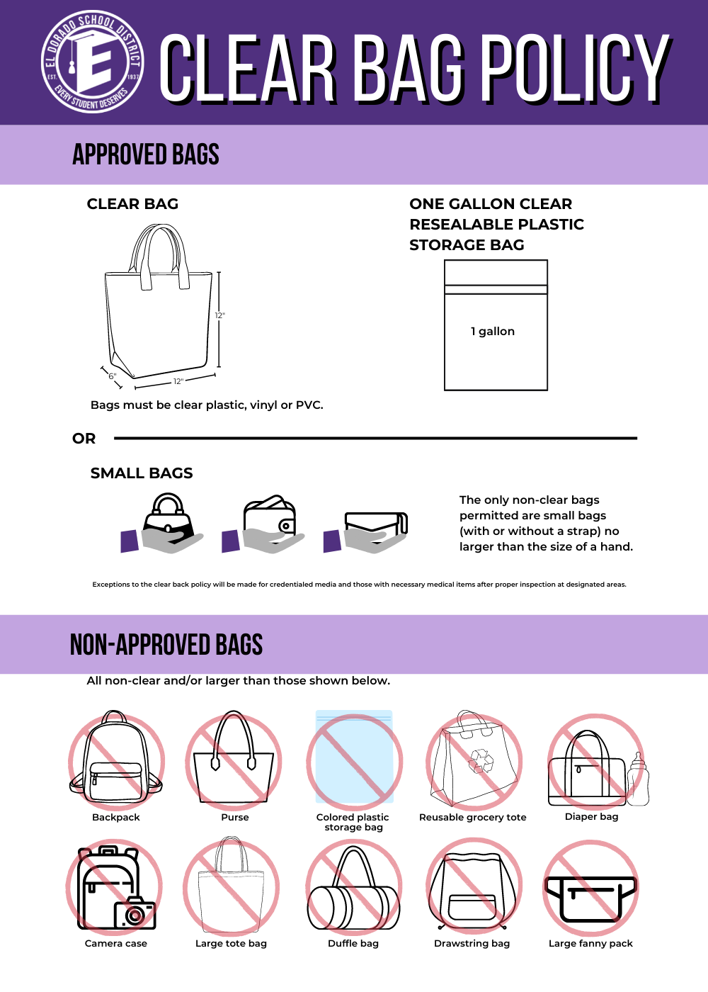 Clear Bag Policy  El Dorado School District