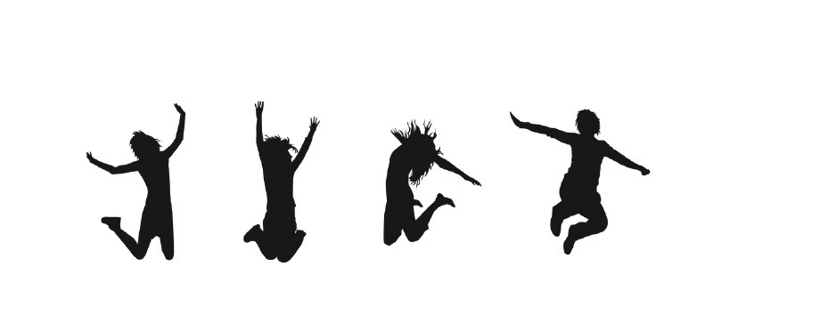 Silhouette of people jumping