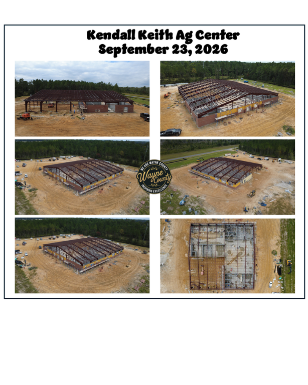 Six construction photos show a structure's progress from foundation to partial completion, dated September 15, 2024.