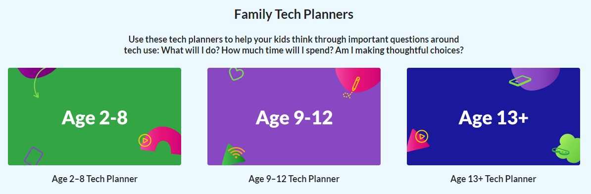 Family Tech Planners from Common Sense Media