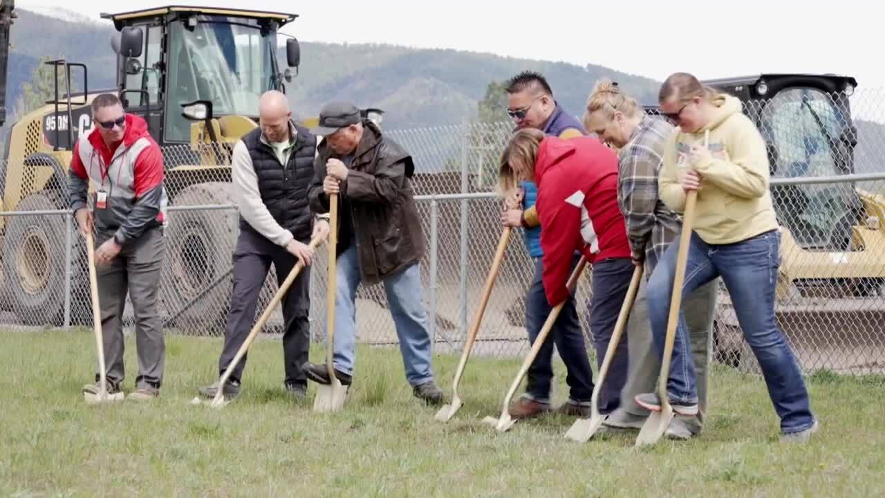 Emily Brown/MTN News - Staff and school board "break ground" on the new Arlee Elementary School building on May 6, 2024.