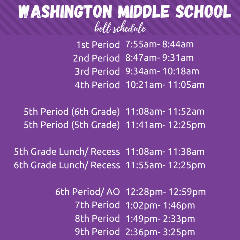 Bell Schedule Washington Middle School