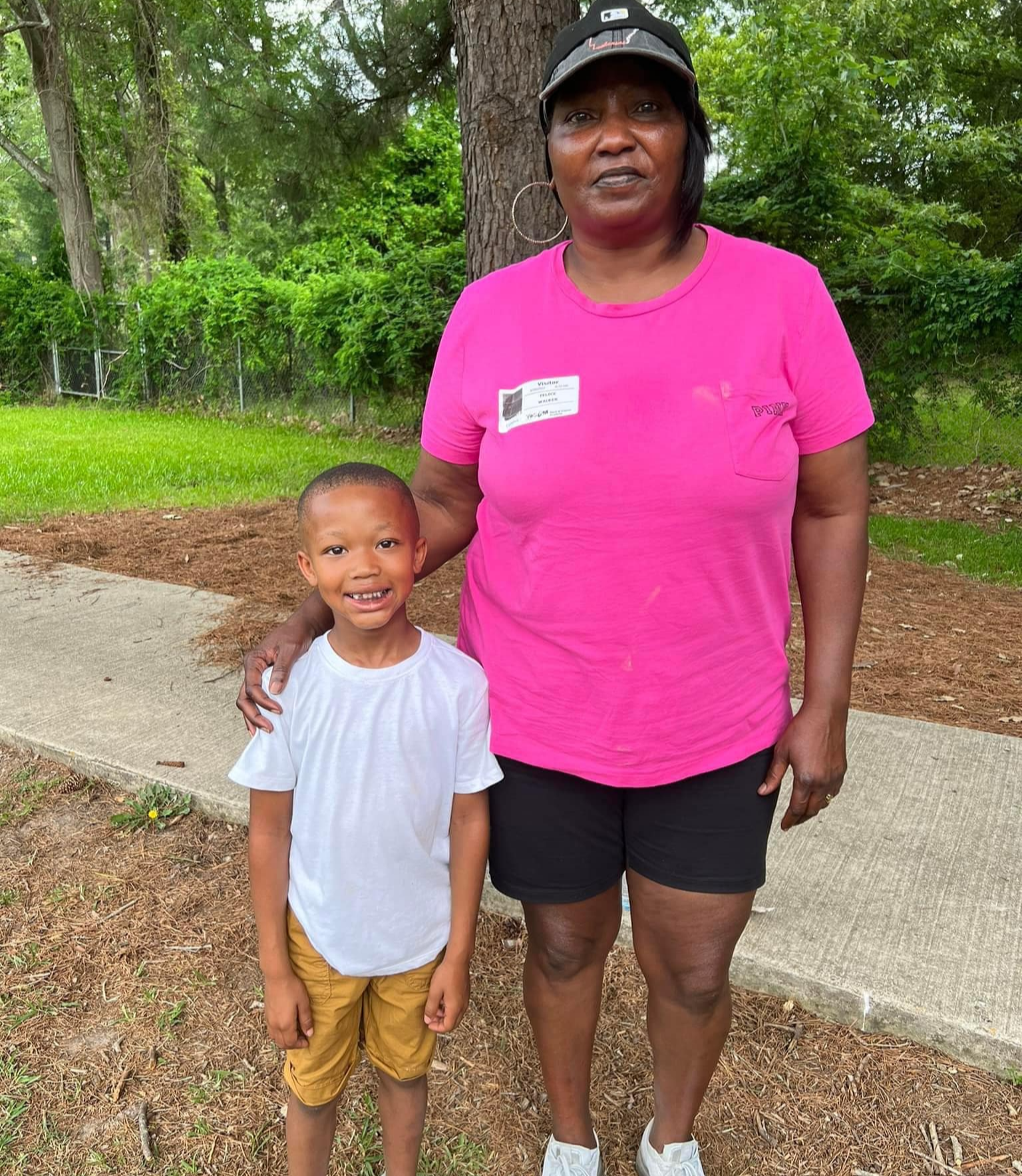 Student and grandmother together on field day.