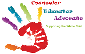 Counselor - Educator - Advocate - Supporting the Whole Child. An image of a hand painted and a small one inside.