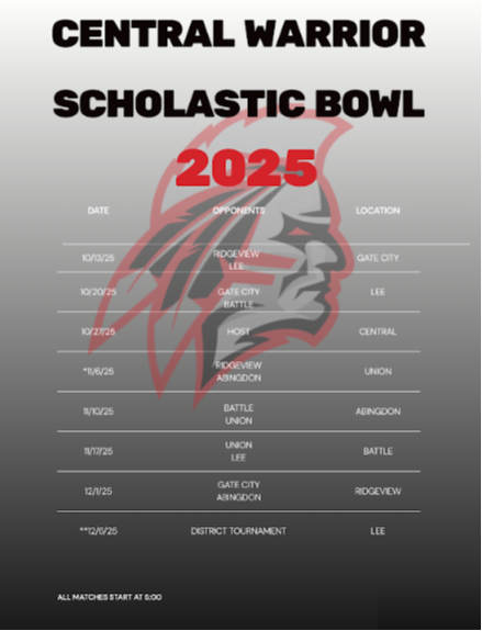 2025 Scholastic Bowl Schedule