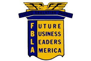Future Business Leader of America logo. Yellow and blue banner with an eagle on top.