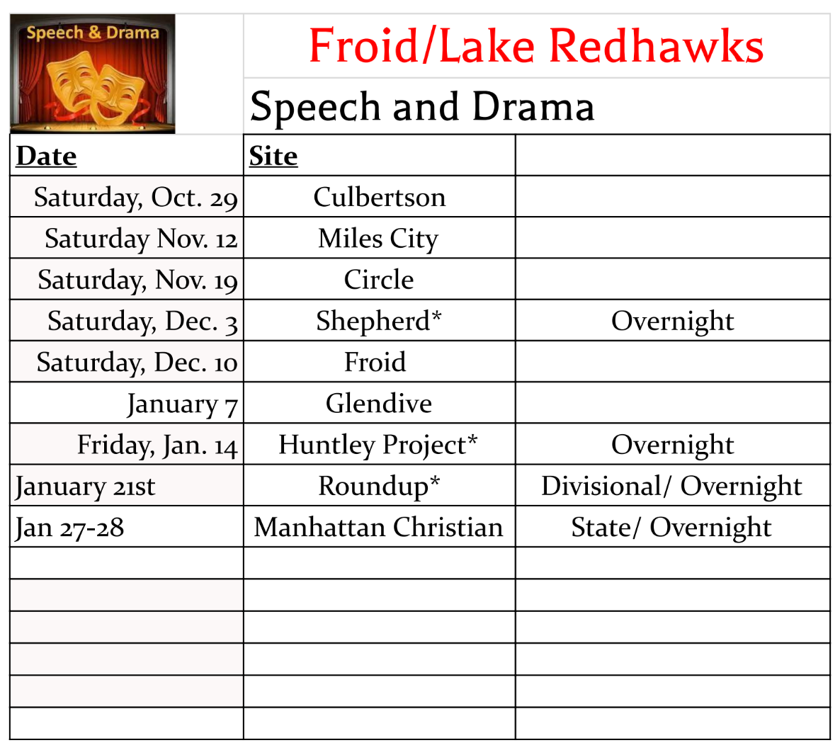 Click here to download the Speech and Drama schedule
