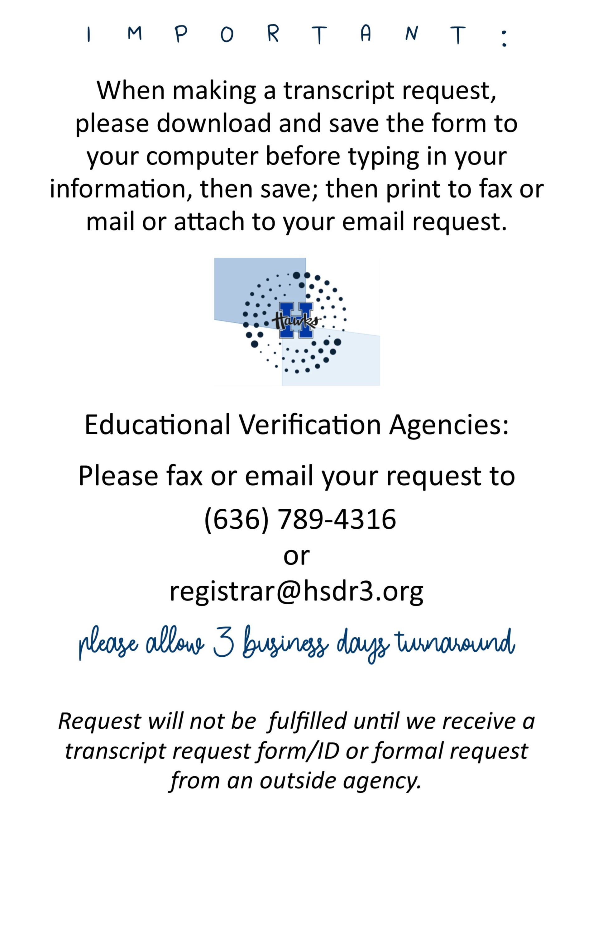 Alumni Transcript Request Hillsboro R 3 School District