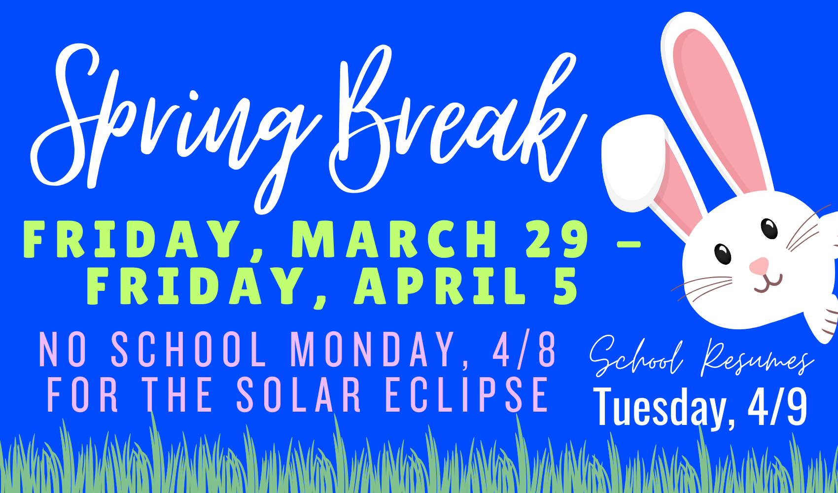 spring break march 29 - april 5